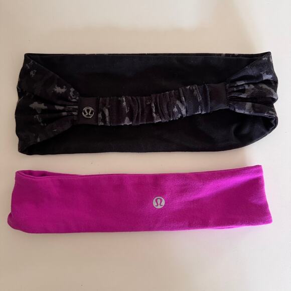 Lululemon Workout Activewear Headbands Bundle - Black and Magenta - Picture 1 of 3